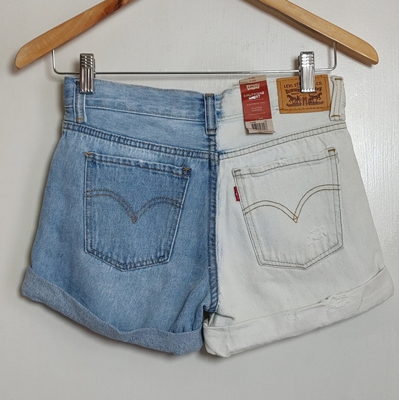 Levi's Girl's Two-Tone Denim Girlfriend Shorts - Picture 4 of 7